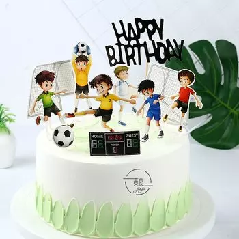 Футбольный топпер для торта "С днем рождения" MJCakedecor
