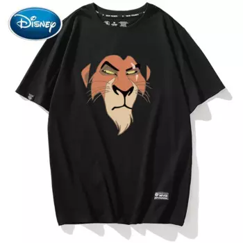 Футболка Disney, модная футболка с изображением Льва короля джунглей, шрама, мультяшный принт, Harajuku, унисекс, для пар, женская футболка с коротким рукавом, топ, 6 цветов