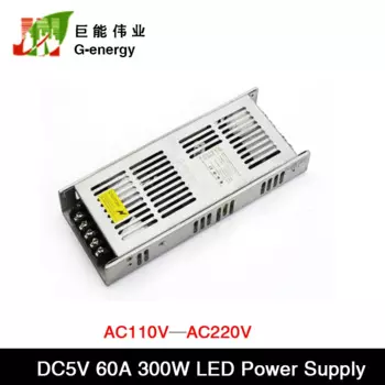 G-energy JPS300P-A5.0V 5V 60A 300W Импульсный источник питания со светодиодным дисплеем Широкое напряжение AC100V~AC240V Входное напряжение для светодиодного дисплея