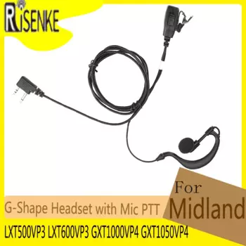 G-образные наушники RISENKE для Midland LXT500VP3 LXT600VP3 GXT1000VP4 GXT1050VP4, аксессуары для радиостанций и раций, гарнитура с микрофоном