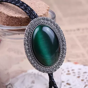 Галстук-бабочка с драгоценным камнем Agate Time, ретро-цепь для рубашки, воротник, веревка, кожаное ожерелье, галстук