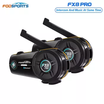 Гарнитура для мотоциклетного шлема Fodsports FX8 Pro, Bluetooth-гарнитура для шлема, 2000 м, FM-радио, 2 шт.