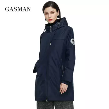 GASMAN 2022 НОВЫЙ Тренч Женское пальто ветрозащитная Модная Повседневная парка Высококачественная ветровка с капюшоном женские куртки 20125