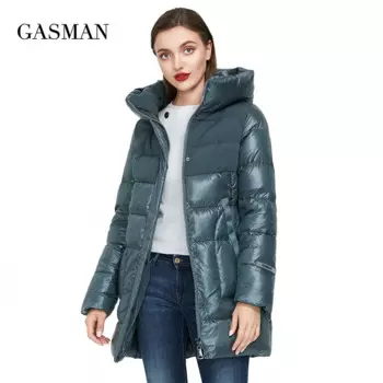 GASMAN 2022 женская зимняя куртка новая длинная теплая бежевая пуховая парка пальто Женская модная коллекция верхняя одежда женская элегантная куртка 008