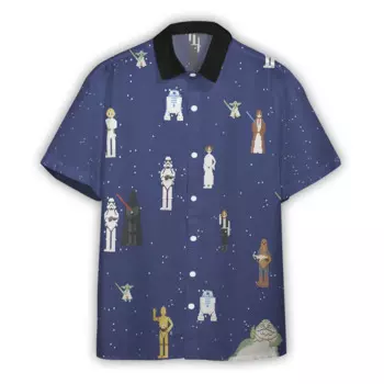 Гавайская Мужская рубашка с коротким рукавом Alien Print, модная мужская Повседневная пляжная Мужская рубашка большого размера, новый стиль 2024