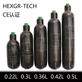 Газовый баллон HPA для дайвинга, цилиндр из углеродного волокна с высоким давлением, 4500Psi, 300Bar, 0.22L,0.3L,0.36L,0.5L pcp, черный, M18/1,5