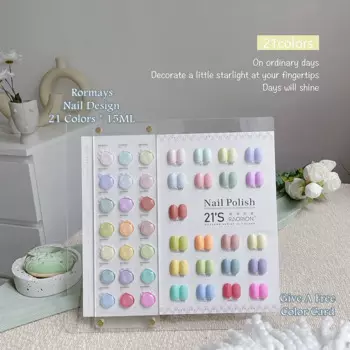 Гель-лак для ногтей Rormays Macaron, 21 шт., весна-лето, ярко-розовый, синий, полуперманентный Гель-лак для УФ-лампы, замачиваемый Гель-лак для ногтей, фабрика