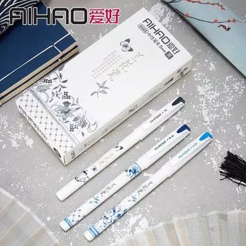 Гелевые ручки AiHao, 12 шт., черные/кристально-синие/чернильный синий