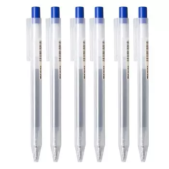 Гелевые ручки MUJI 0,5 мм, набор из 6 штук, черные/синие/красные