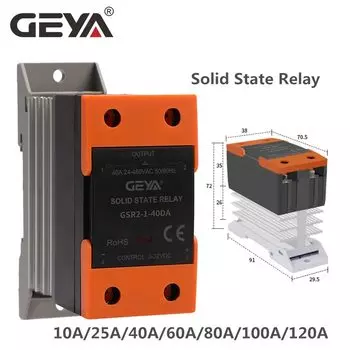 GEYA GSR2-1 однофазное твердотельное реле с радиатором 10-120A для управления постоянным током