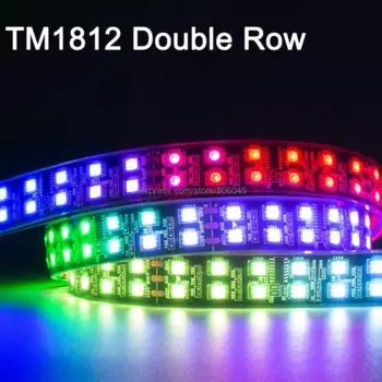Гибкая светодиодная лента TM1812, 12 В постоянного тока, 5 м, Пиксельная двухрядная светодиодная ленсветильник TM1812 IC 5050, 120 светодиодов/м, IP20, IP67, водонепроницаемая, RGB