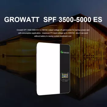 Гибридный инвертор Growatt Off Grid 5 кВт KVA 48 В постоянного тока 220/230 В постоянного тока PV напряжение 450 В MPPT контроллер Чистая синусоида Wi-Fi SPF 5000 ES