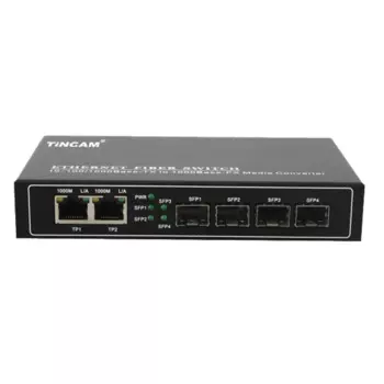 Гигабитный 2 порта Ethernet TiNCAM 4*1,25g, модуль SFP, оптоволоконное оборудование, медиаконвертер Optilink, неуправляемый переключатель агрегации