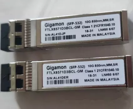 Gigamon 10GB SFP, оптоволоконный модуль, 10G 850NM MM SR Gigamon 10g FTLX8571D3BCL-GM