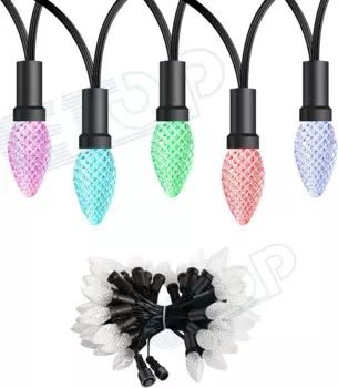 Гирлянда C9, водостойкая, IP68, 50 светодиодов, RGB