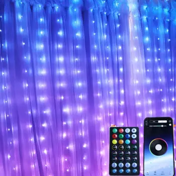 Гирлянда-занавеска RGB, 3 х3 м, 300 светодиодов, управление через приложение