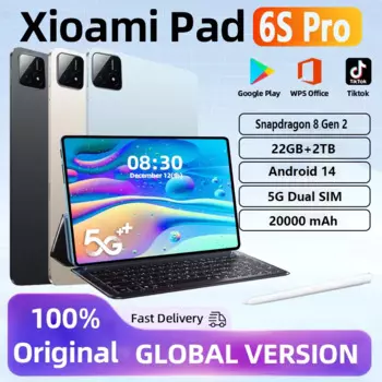 Глобальная версия 2025 Планшетный ПК Pad 6S Pro 11 дюймов Android 14 Snapdragon 8 Gen 2 16 ГБ + 1 ТБ 5G Dual SIM Bluetooth WiFi HD 4K Планшет