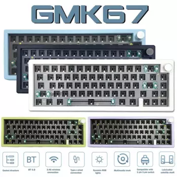 GMK67 популярная механическая клавиатура, прокладка, Bluetooth 2,4G RGB подсветка, прокладка, конструкция клавиатуры, 3 режима, индивидуальная клавиатура