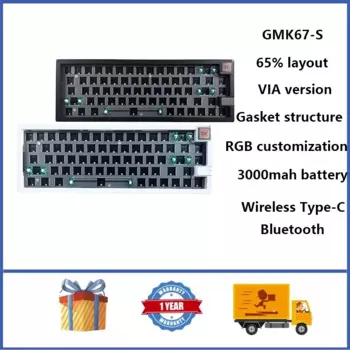 GMK67-S 65% комплект беспроводной механической клавиатуры, прокладка конструкции с индивидуальной механической RGB клавиатурой с открытыми костями