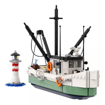 Gobrick MOC креветка лодка пират Рыбалка лодка деревня строительные блоки Круизное Судно Рыбалка для детей подарок