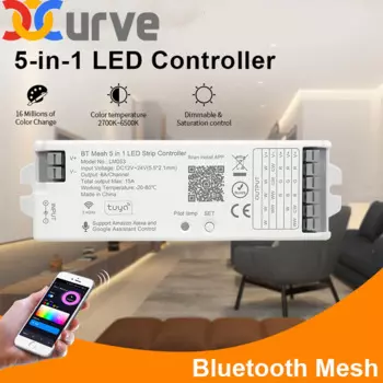 Google Assistance 5 в 1 ШИМ-контроллер Tuya Wi-Fi Alexa Voice 5CH RGB RGBW CCT Bluetooth Светодиодная лента IOS Android DC12V 24V