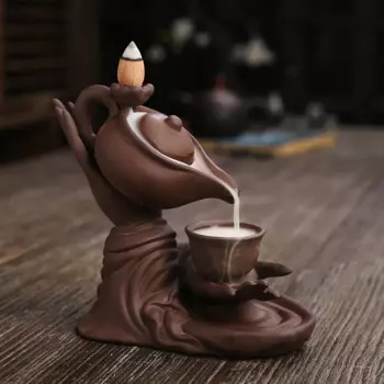 Горелка для благовоний из фиолетовой глины, креативный подвесной чайник Будды, чайник для украшения на удачу, дзен, сандаловая плита