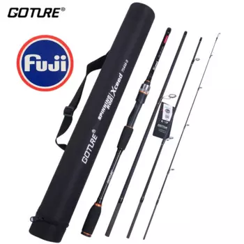 Goture Xceed 4-секционная спиннинговая удочка FUJI, 6 футов-10 футов, 5-39 г, углеродное волокно, MH M, портативные удочки для приманки для путешествий, рыбалки