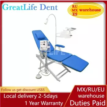 GreatLife Dent Дешевый стоматологический блок Стоматологическое кресло Полный набор Стоматологический складной стул Распродажа со светодиодной лампой и портативным турбинным блоком