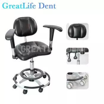 GreatLife стоматологическое эргономичное роскошное кресло для красоты, парикмахера, татуировки, седло из искусственной кожи, педаль, подъемная поворотная регулируемая бесшумная колесо, кресло для врача