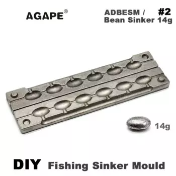 Грузила для рыбалки Agape сделай сам, пресс-форма ADBESM/#2, грузила 14 г, 6 полостей