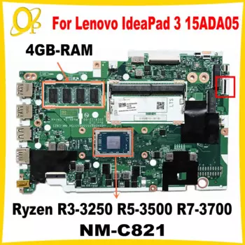 GS450/GS550/GS750 NM-C821 для Lenovo IdeaPad 3 15ADA05 материнская плата для ноутбука с процессором R3 R5 R7 4GB-RAM 5B20S44470 DDR4 полностью протестирована