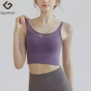 GymHUB однотонный мягкий женский бюстгальтер для фитнеса с перекрестной спинкой, трико, жилет для йоги, высокопрочный Противоударный Спортивный