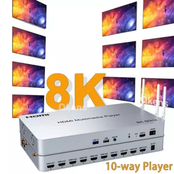 H.265 8K 60Hz HDMI медиаплеер 10 Way Muitimedia Box USB 3,0 видеоплеер Andriod 10,0 2K 4K HDMI Wifi USB плеер 1 в 10 выход