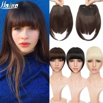 HAIRRO 8 дюймов короткие синтетические челки термостойкие шиньоны для женщин натуральные короткие искусственные волосы челка заколки для волос на челке 24 цвета