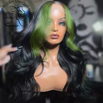 Хайлайтер зеленый кружевной передний парик 13x4 Ombre кружевной парик тело волна зеленая полоса кружевной передний парик бесклеевой парик для женщин хайлайтер парики