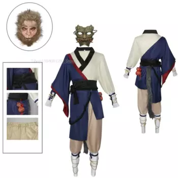 Хэллоуин Косплей Черный миф Wu Kong костюмы Обезьяна Король Wukong игра костюм для ролевых игр маска BlackMyth Косплей взрослые дети