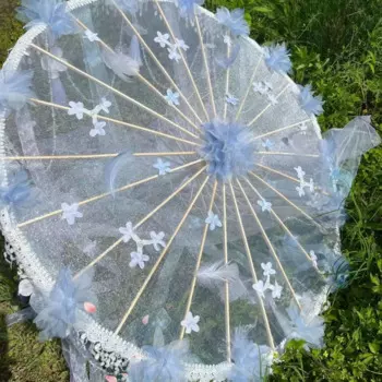 Hanfu цветок пляжный кружевной зонт с перьями эстетическая атмосфера косплей пряжа зонтик зонтик детский зонтик Paraguas для женщин