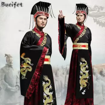 Hanfu мужские костюмы древнего китайского императора мужской династии Хань с вышивкой древний король китайский Sovereign халат Hanfu косплей костюм