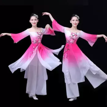 Hanfu женский классический танцевальный костюм женский этнический зонтик Цзяннань танцевальный веер танцевальное платье для взрослых женщин Yangko