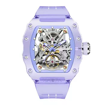 Haofa Crystal Механические часы для мужчин Роскошные прозрачные наручные часы со скелетом Водонепроницаемые светящиеся мужские автоматические часы 2203