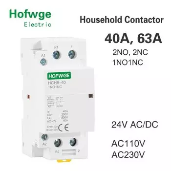 HCH8-40 бытовой контактор 2P 40a 63a 2NO или 2NC 1NO1NC 24 в 110 В 220 В автоматический контактор типа Din-рейки