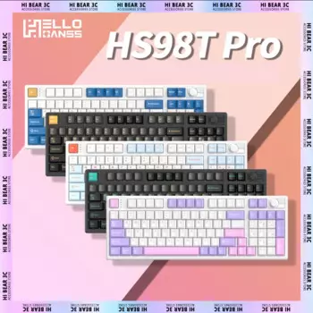 HELLO GANSS HS98T PRO Механическая клавиатура Многофункциональная ручка Трехрежимная горячая замена RGB Игровая клавиатура PBT Keycap ПК Геймер Mac