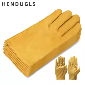 HENDUGLS 5 шт. новые желтые рабочие перчатки для водителей Садоводство Бытовая работа из воловьей кожи безопасные рабочие перчатки для мужчин и женщин 130np