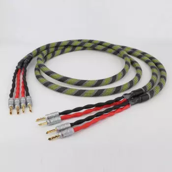 Hi-Fi LS-180 OCC кабель для динамика, высококачественный кабель для динамика, Посеребренная подходящая пара левого/правого цветов с позолоченной вилкой-бананом CMC