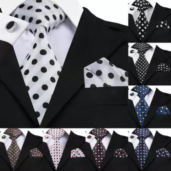 Hi-Tie дизайнерские галстуки в горошек, 100% шелковые галстуки для мужчин, 8,5 см широкие деловые свадебные галстуки, носовые платочки, набор запонков