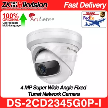 Hikvision оригинальная 4-мегапиксельная супер широкоугольная IP-камера DS-2CD2345G0P 1,68 мм H.265 + 10 м IR IP67 WDR POE видеонаблюдение IPC