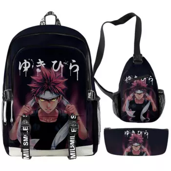 Хип-хоп Food Wars Shokugeki No Soma с 3D принтом, 3 шт./компл., школьные сумки, многофункциональный дорожный рюкзак, нагрудная сумка, пенал