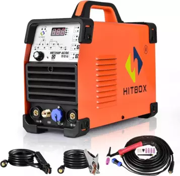 HITBOX 200A AC DC TIG Сварочный аппарат Импульсный 4 в 1 Сварочный аппарат Алюминий 220 В Импульсный TIG Stick IGBT 2T 4T Светодиодный цифровой дисплей