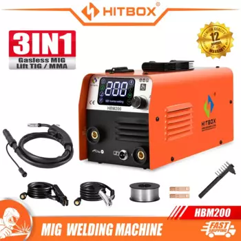 HITBOX 3 в 1 полуавтоматический сварочный аппарат MIG/LIFT TIG/MMA негазовый инвертор сварочный инвертор синергический инструмент для безгазовой пайки HBM200