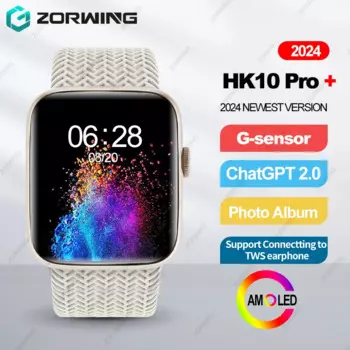 HK10 Pro Plus AMOLED Смарт-часы для мужчин и женщин NFC Compass ChatGPT G-сенсор Фотоальбом Спортивные умные часы серии 9 HK9 Модернизированные 2024